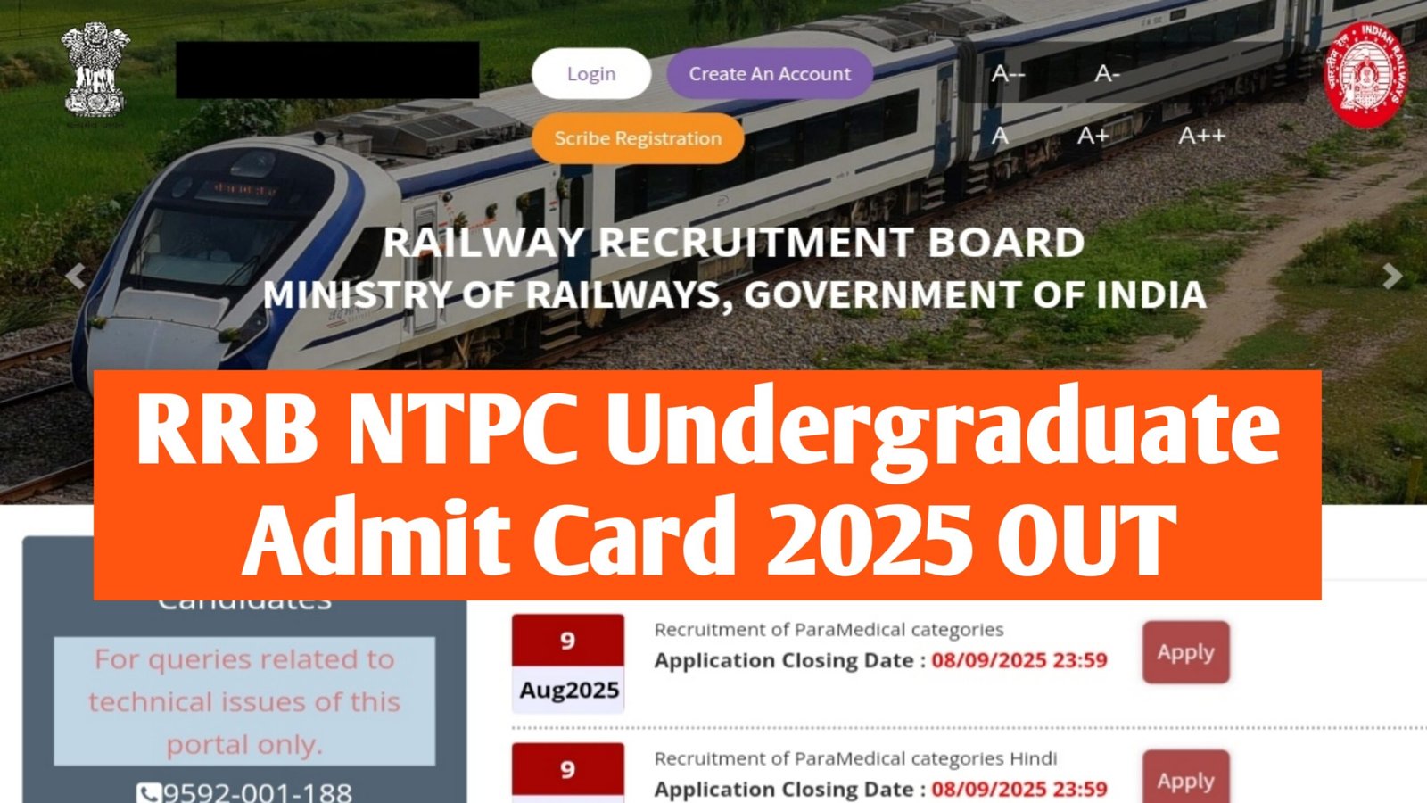 RRB NTPC Undergraduate Admit Card 2025 Out at rrbcdg.gov.in: Download 12th Level Exam Hall Ticket