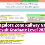 Bangalore Zone Railway NTPC Result Graduate Level 2025 - Merit List PDF