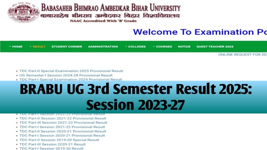 BRABU UG 3rd Semester Result 2025: Session 2023-27, BA, BSc & BCom